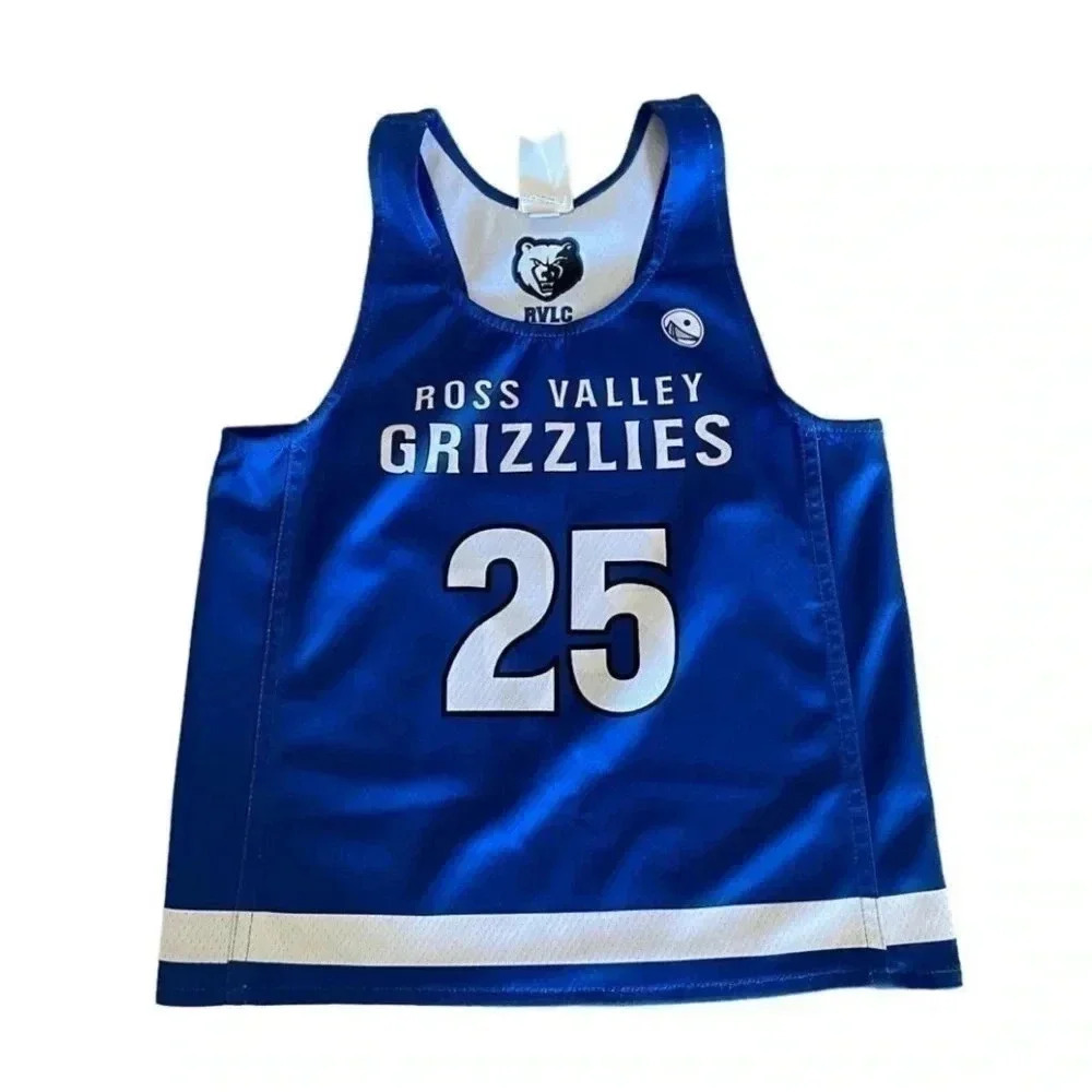 Alleson Athletic Grizzlies Blue White Basketball Jersey Sleeveless SZ M # 1319